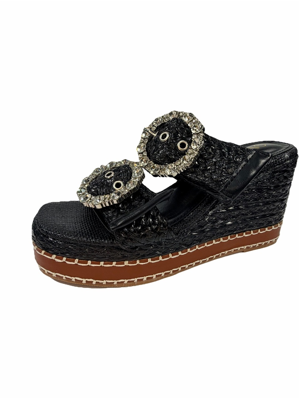 NWT Vepose Platform Wedge Sandals W/Rhinestone Buckle Size 7 Women's